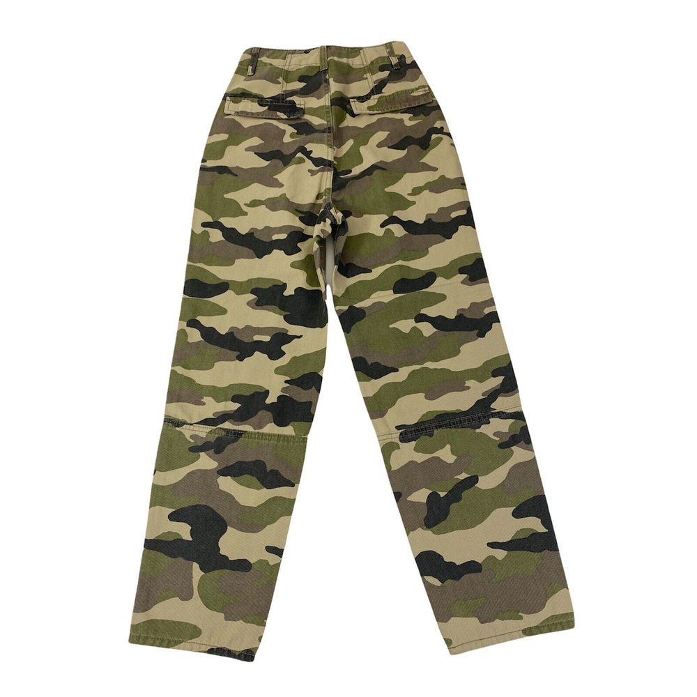 H&M Womens 0 Camouflage Jeans Tan Cropped Pants Denim Camo Green NWT